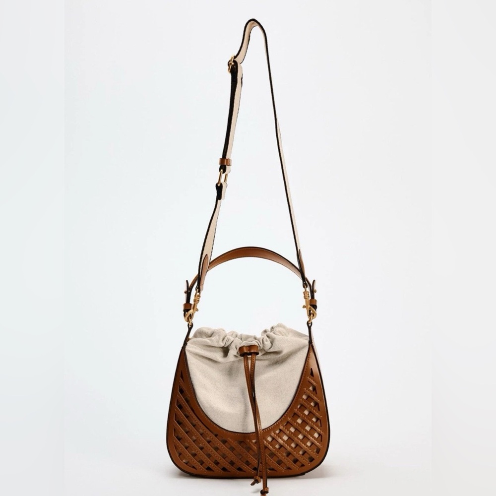 Zara Tan and Cream Shoulder Bag  A85 - Picture 4 of 10